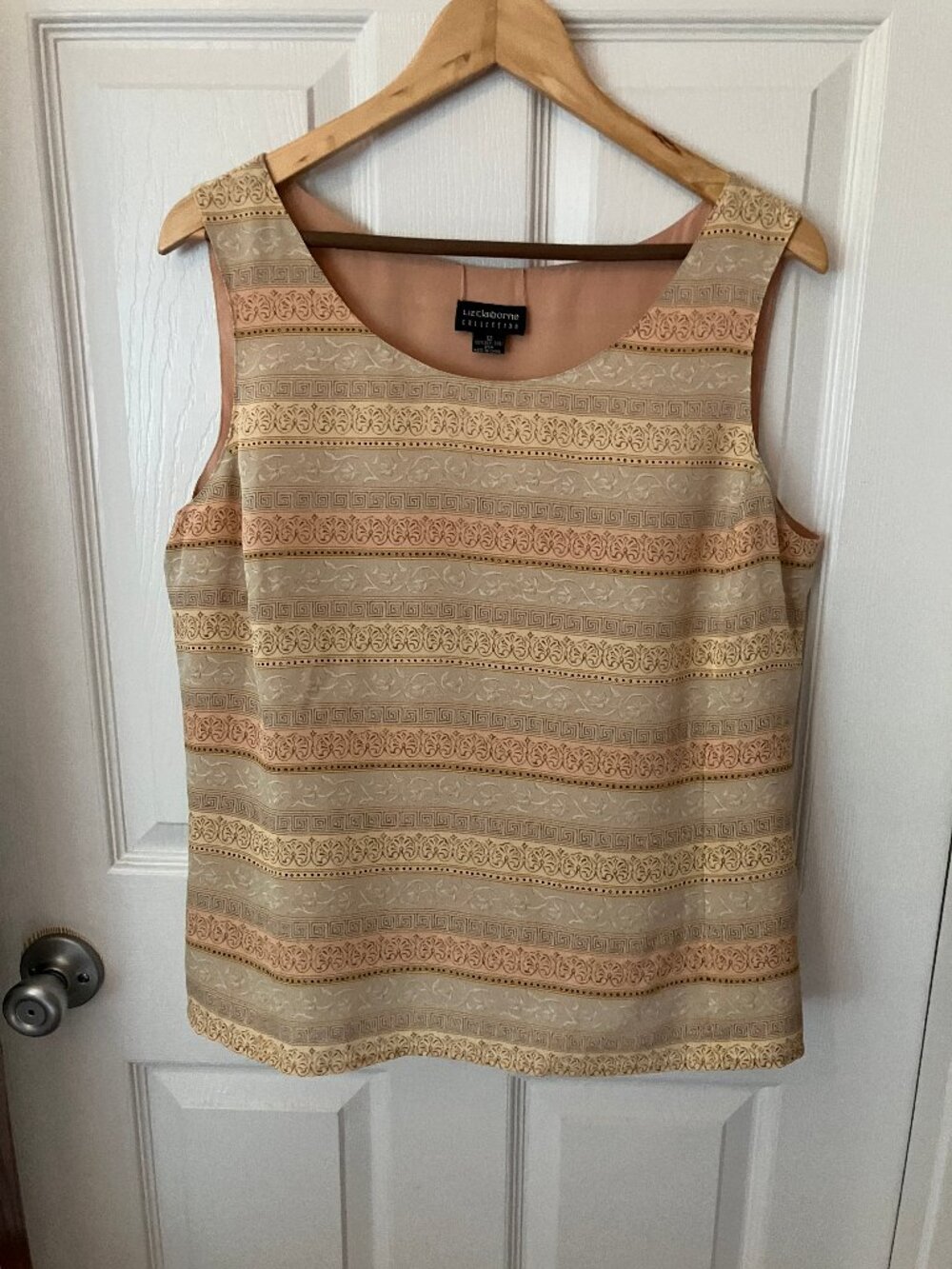LIZ CLAIBORNE Collection Ladies' Vest/Blouse TWO in ONE Peach plain & print 12